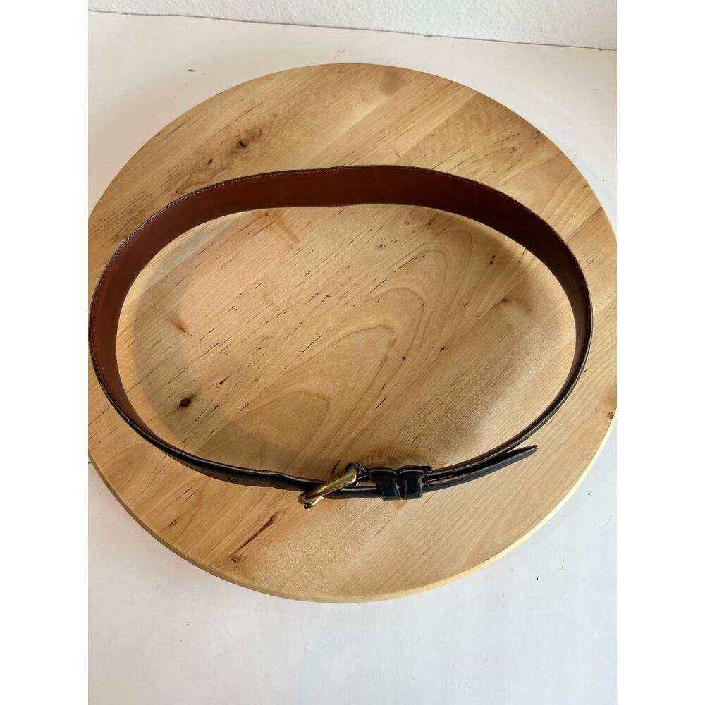 USA Vintage Coach Black Full Grain Cowhide Leather Brass Buckle Belt Size Medium - Picture 9 of 12
